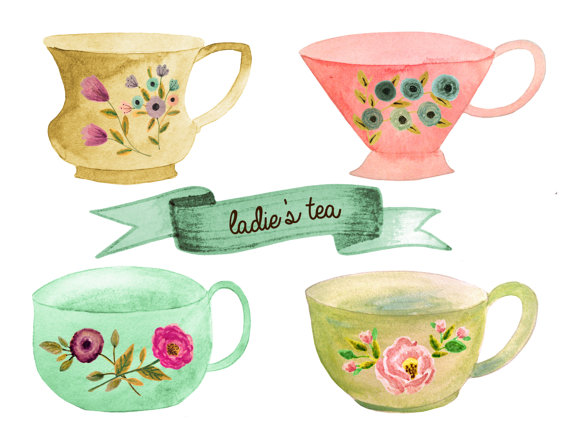 Tea clipart, tea party clipart, tea cup clipart, tea pot clipart, tea set, tea  cups, tea party decor, shabby chic clipart from rosabebe on Etsy Studio