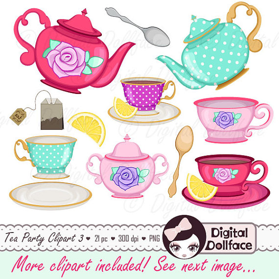 Tea Cup Clip Art, Tea Party B - Tea Set Clipart