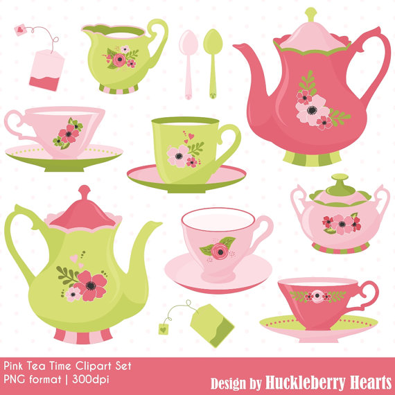 Tea Time Clipart, Tea Party Clipart, Tea Clipart, Tea Cups, Tea Pots,  Printable, Commercial Use