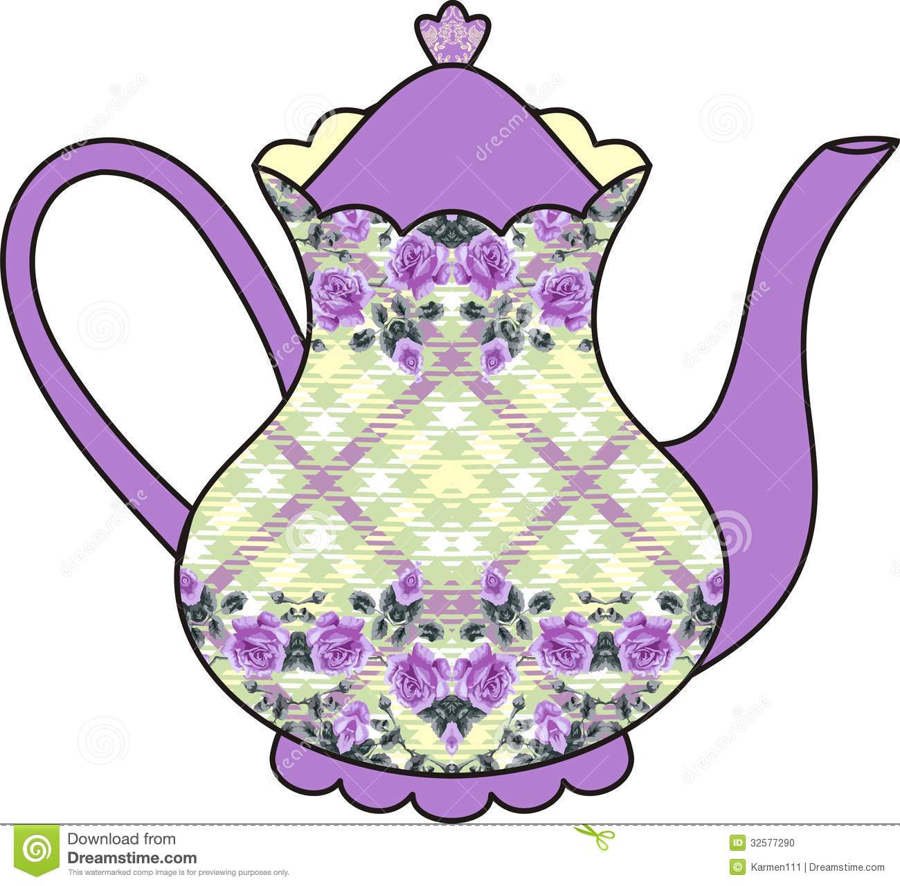 Elegant Pink Tea Pot Clipart 