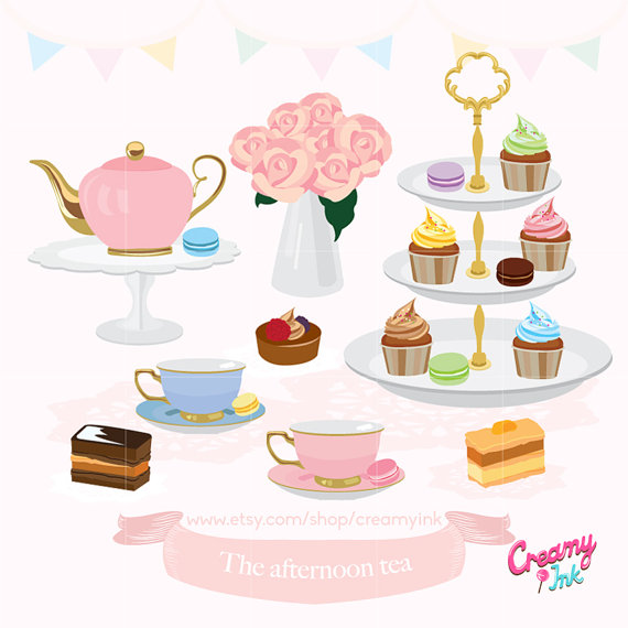 Clipart - tea time with coffe