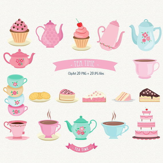 Tea Time Clipart Tea Party Clipart Cake Clipart Cupcake Clipart Teapot  Clipart