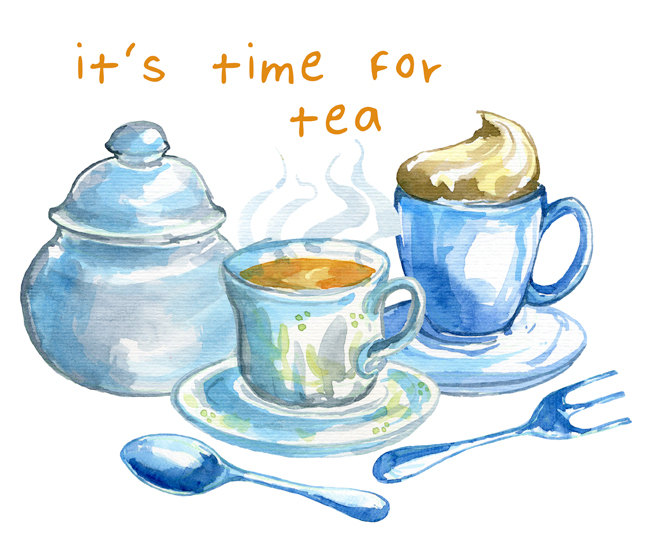 Watercolor clipart set, Tea time