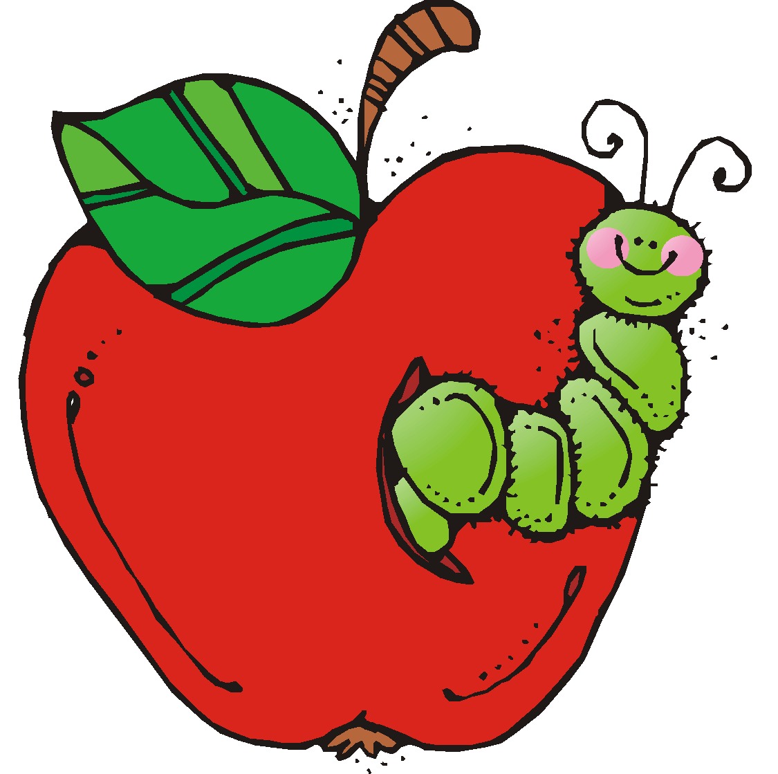 teacher apple clipart - Apple With Worm Clip Art