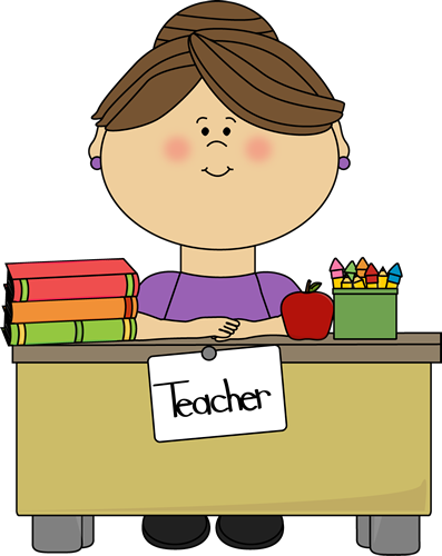 Teacher Sitting at a Desk - Teacher Clip Art