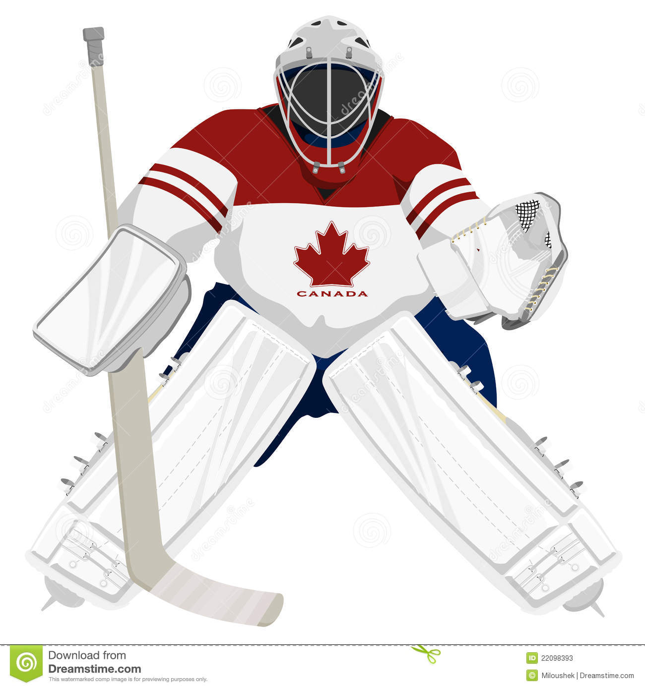 Team Canada Hockey Goalie Isolated Illustrations