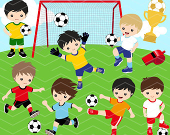 Instant Download Soccer Boy Digital Clipart, Soccer Boys Clip Art, Digital  Soccer Team Clipart
