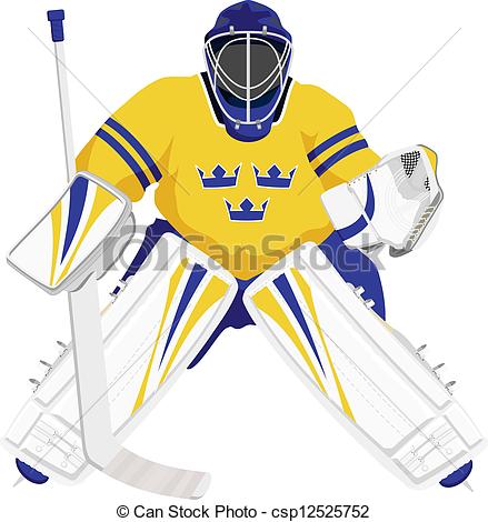 ... Team Sweden hockey goalie, isolated vector illustrations
