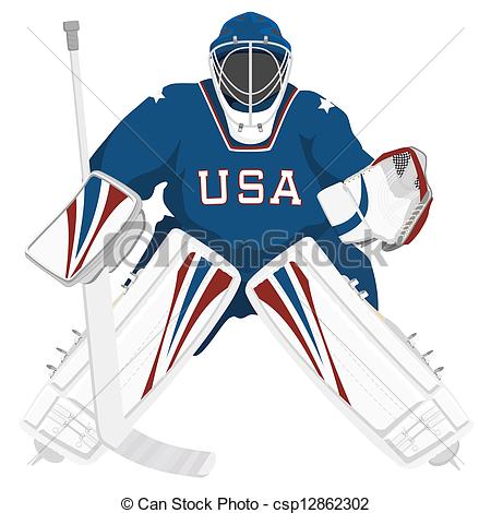 Team USA hockey goalie, isola - Hockey Goalie Clipart