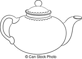 ... Teapot, contour - China round teapot with a cover, graphic.