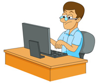 Teenage Male Student In Compu - Computer Images Clipart