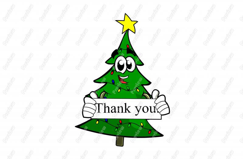 Thank You Christmas Tree Cartoon Clip Art
