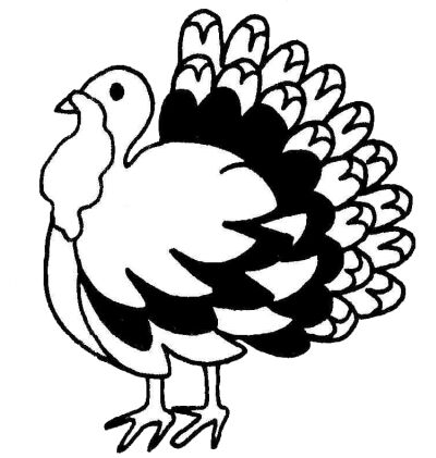 Thanksgiving Clip Art - Black And White Turkey Clipart