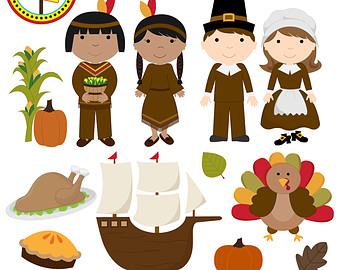 Thanksgiving Clipart - Thanksgiving Clip Art - Cute Digital Clipart - Personal Use - Commercial Use - Card Design, Scrapbooking, Web Design
