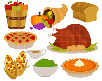 Thanksgiving Feast Dinner Digital Clip Art for Scrapbooking Card Making Cupcake Toppers Paper Crafts
