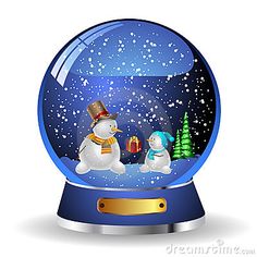Thanksgiving Snow Globe Clip Art | Illustration snow globe with a christmas tree and snowman within