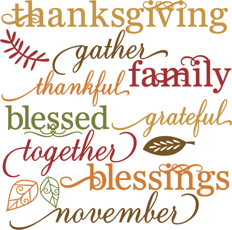 Thanksgiving Words Set Svg Cut Files For Scrapbooking Thanksgiving