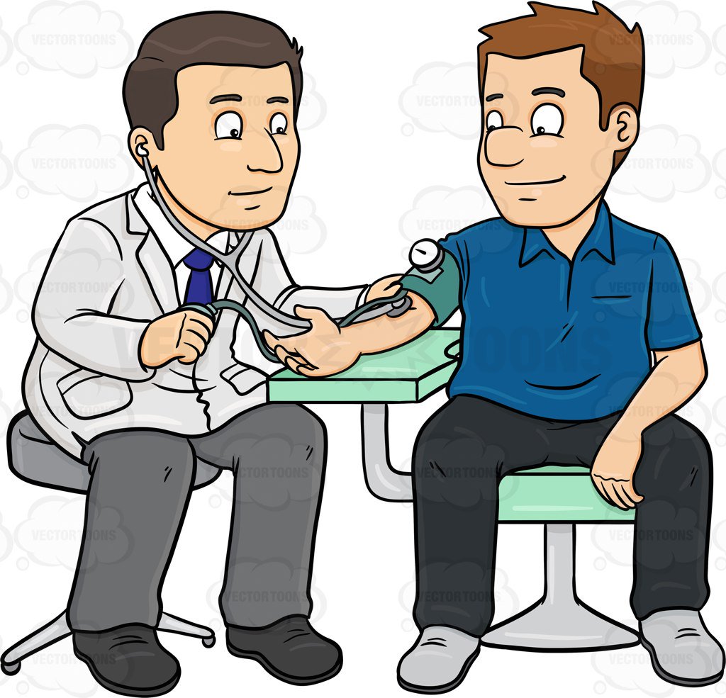 A doctor getting the blood pressure of his male patient