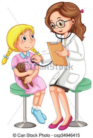 Doctor examining little girl - csp34946415
