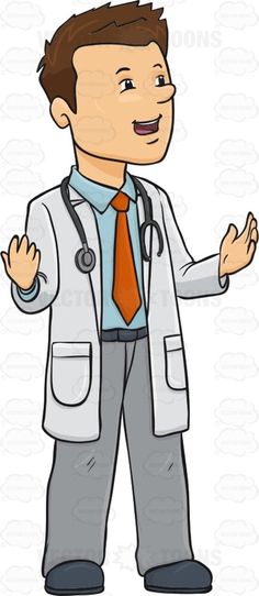 Male Doctor With A Smile On His Face Cartoon Clipart - Vector Toons
