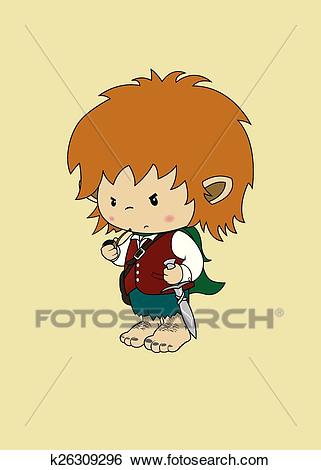 Clip Art - hobbit imaginary character. Fotosearch - Search Clipart,  Illustration Posters, Drawings