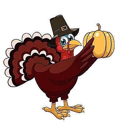 The Holiday Spotu0026#39;s Thanksgiving Clip Art. Picture of a turkey holding a pumpkin