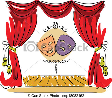 Theater stage vector illustration - Theater stage with red.