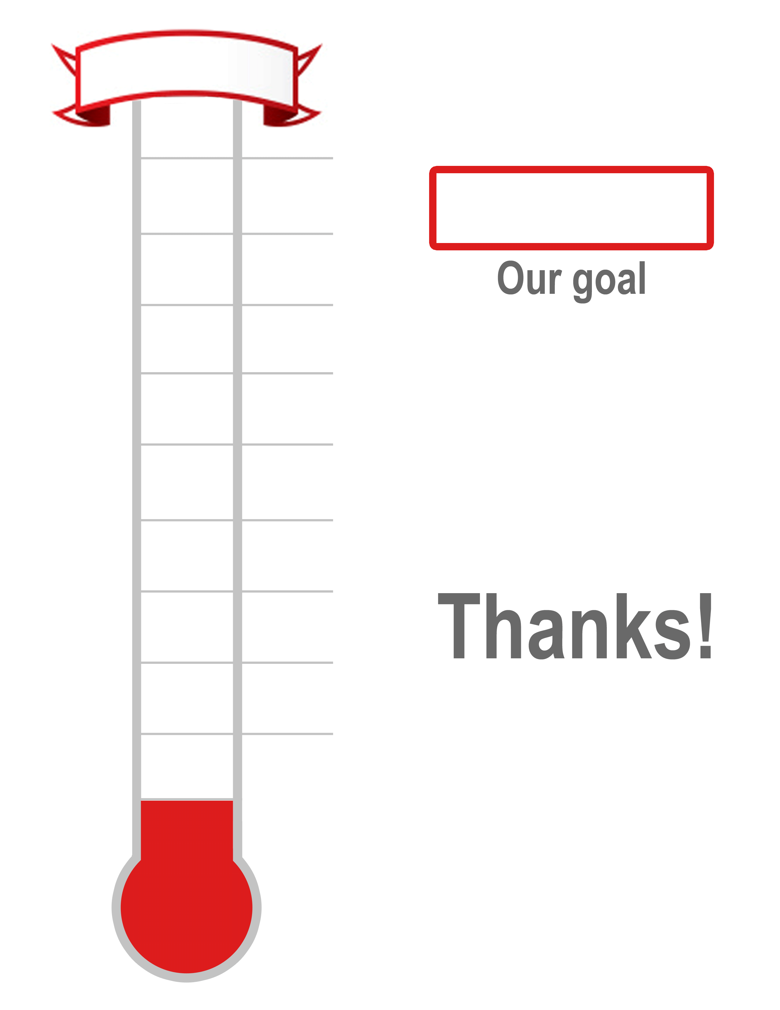 Thermometer 2 Our Goal Thanks - Fundraising Thermometer Clip Art