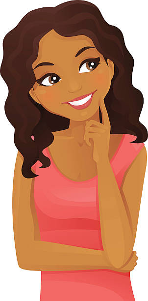 Black woman thinking vector art illustration