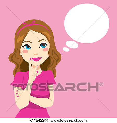 Clipart - Pretty Girl Thinking. Fotosearch - Search Clip Art, Illustration  Murals, Drawings