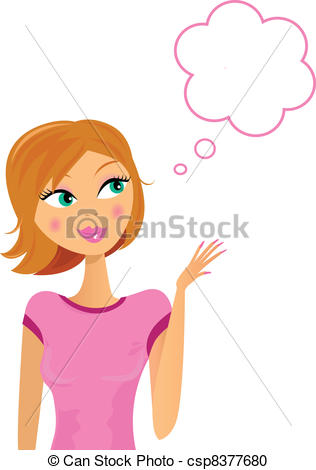 Happy smiling business woman thinking about something - csp8377680