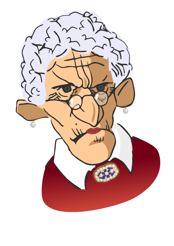 Cartoon An Old Woman Playing 