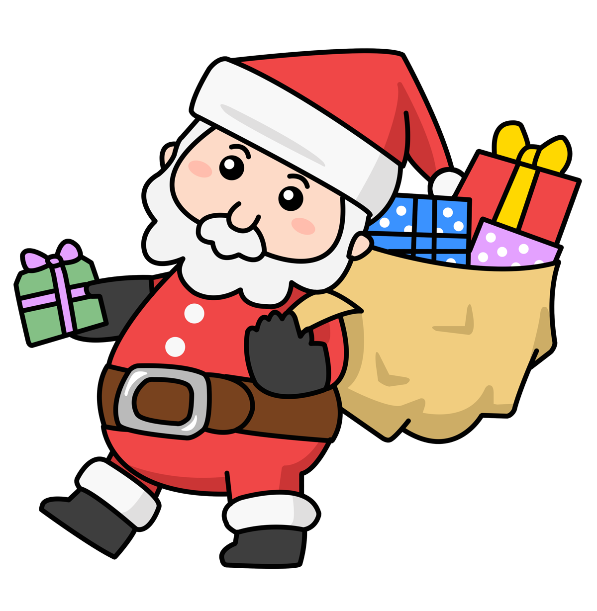 This cute cartoon Santa Claus clip art is perfect for use on your Christmas related projects like comic books, scrapbooks, e-cards, websites and blogs, ...