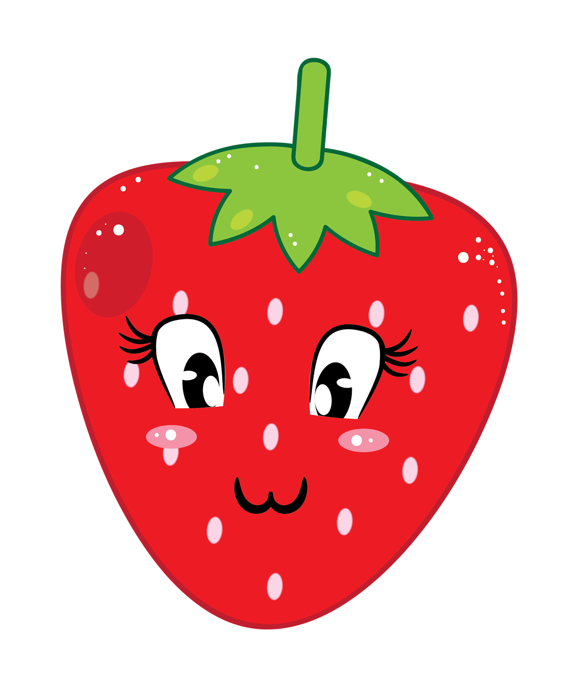 This cute cartoon strawberry clip art done in cool kawaii style is free for personal or commercial use. Add life to your projects by using this clip art.
