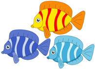 three colorful fish. Size: 57 Kb