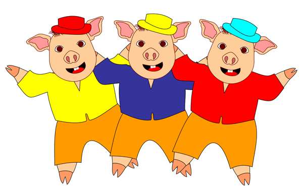 ... three dancing pigs free a - Three Little Pigs Clip Art