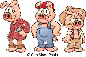 ... Three little pigs. Vector clip art illustration with simple.