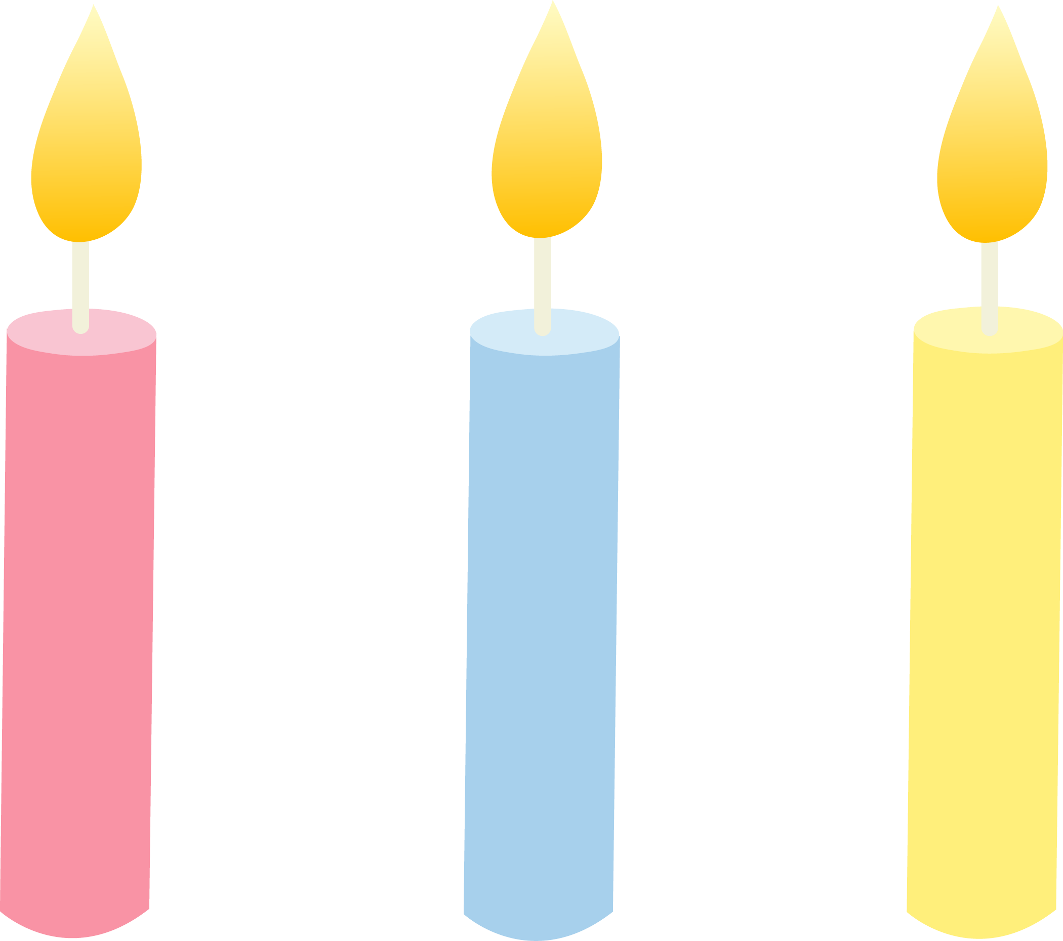 Three Pastel Colored Birthday Candles - Free Clip Art