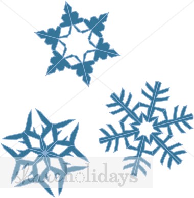 Three Snowflakes Falling - Clipart Snowflakes