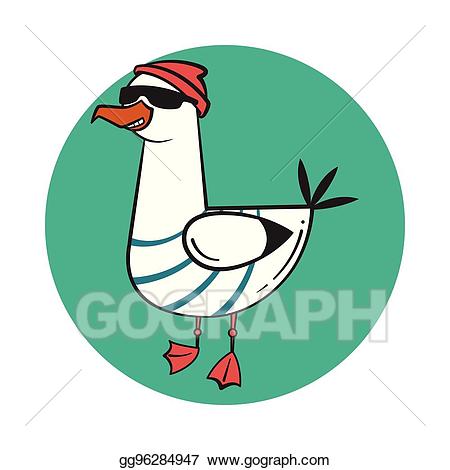 Funny cartoon seagull, steep. Thug life.