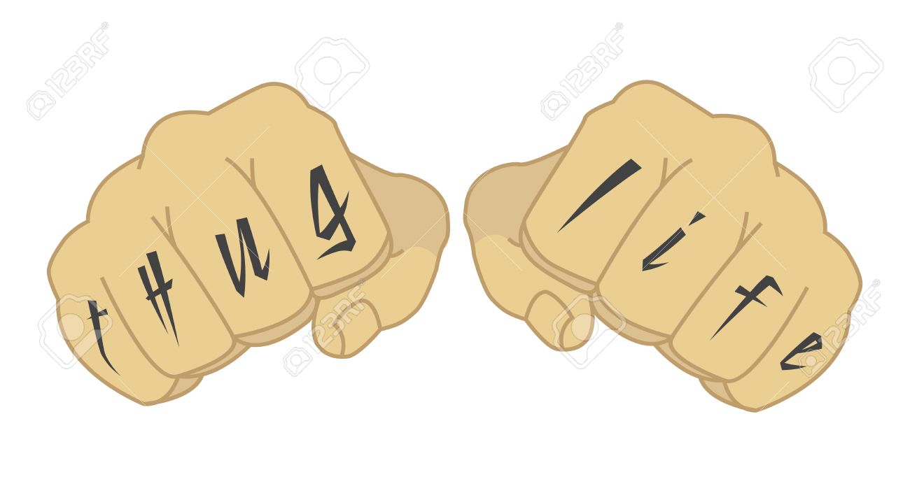 Male fists with thug life tat - Thug Clipart