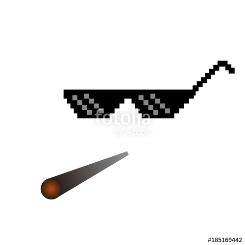 glasses pixel vector icon Pixel Art Glasses of Thug Life Meme and smoke -  Isolated on