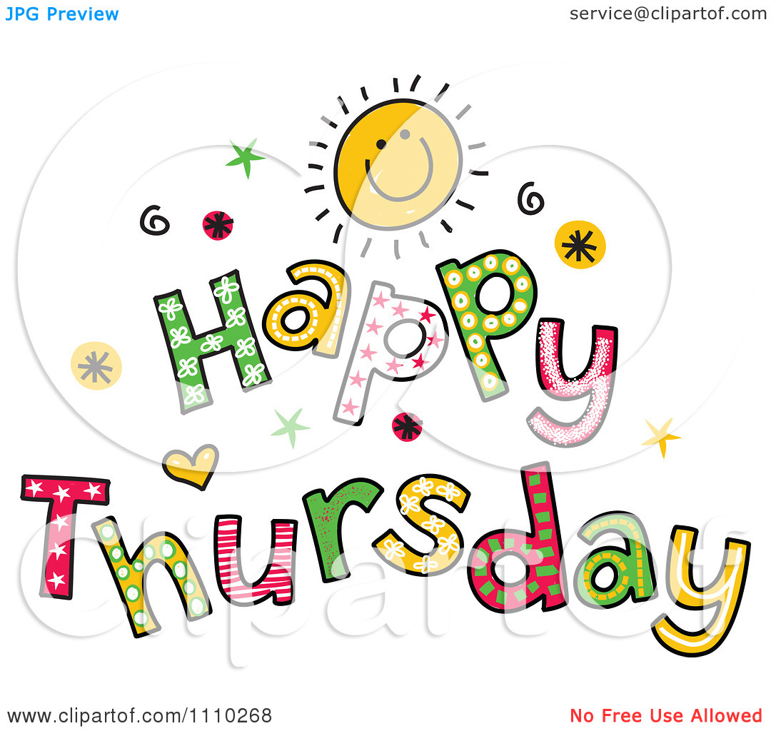 Thursday. Clipart Colorful Sketched .