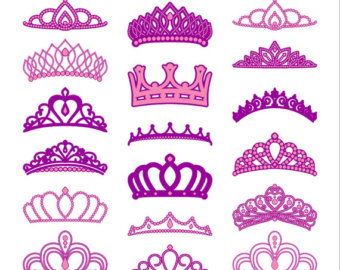 Clip Art - Pink and Purple Crowns u0026 Tiaras (18 Digital Scrapbook Elements -  PNG