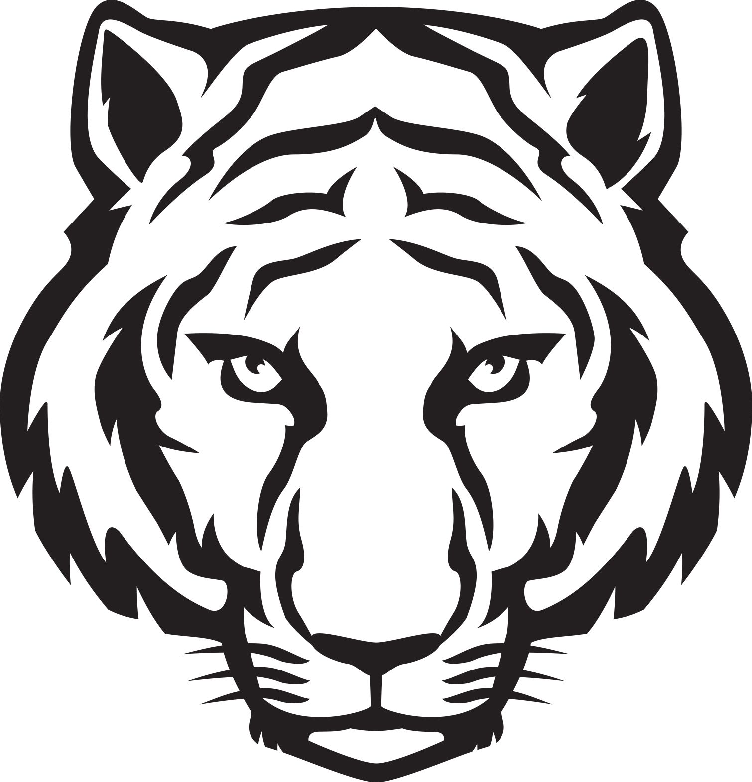 1510x1571 Tiger Head Outline Tiger Eyes Black And White Clipart Panda