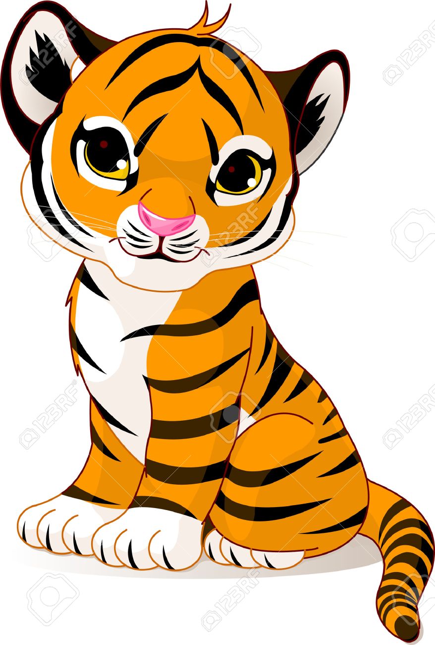 A cute character of sitting tiger cub.