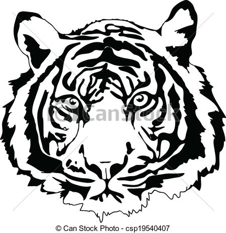 Detailed Tiger Head Clip Art.
