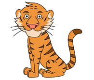 tiger sitting with paws tail  - Clip Art Tiger