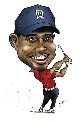 Cartoon: Tiger Woods (medium) by Perics tagged caricature,golf,woods,