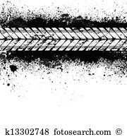 Tire track on ink blots